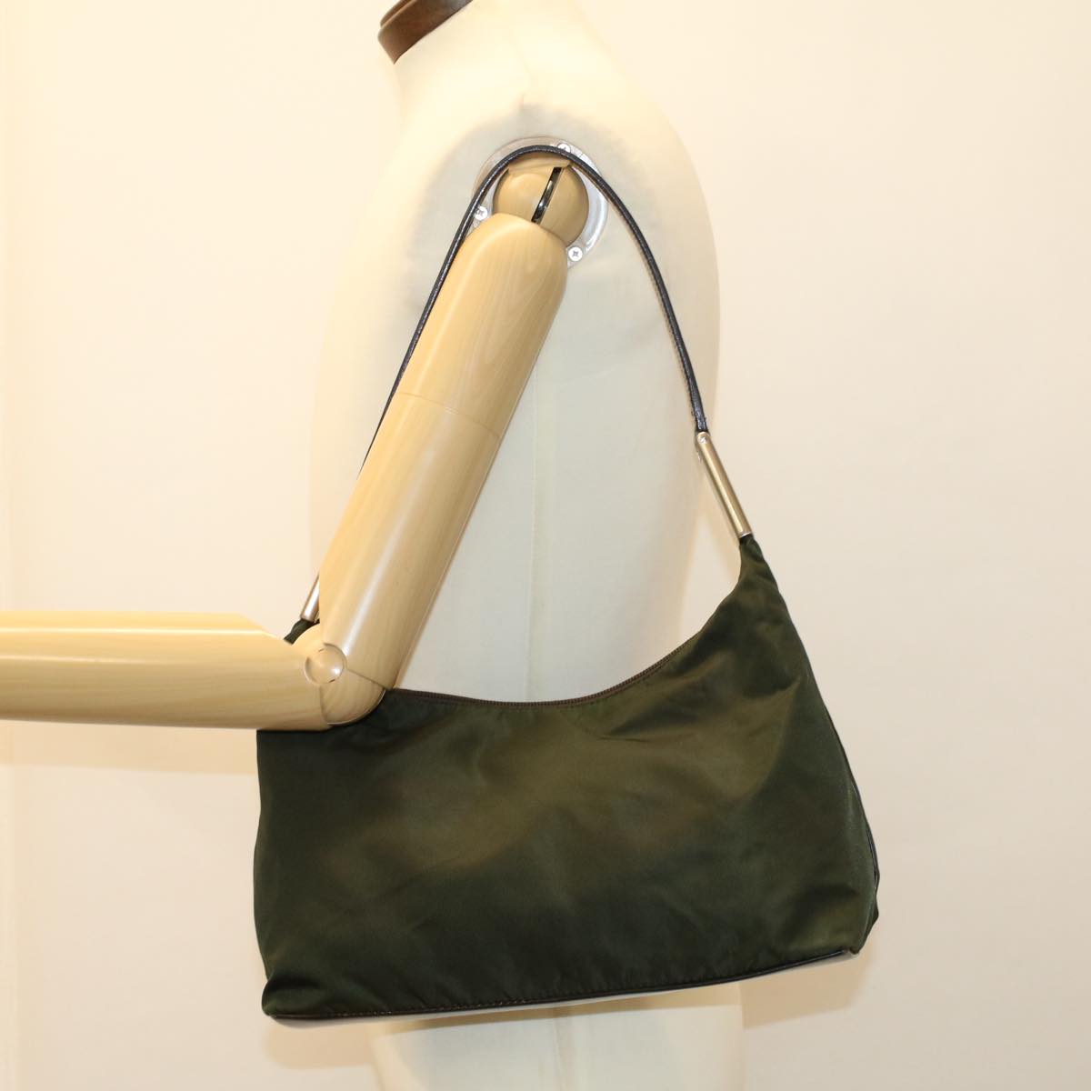 PRADA Shoulder Bag Nylon Green Auth cl655