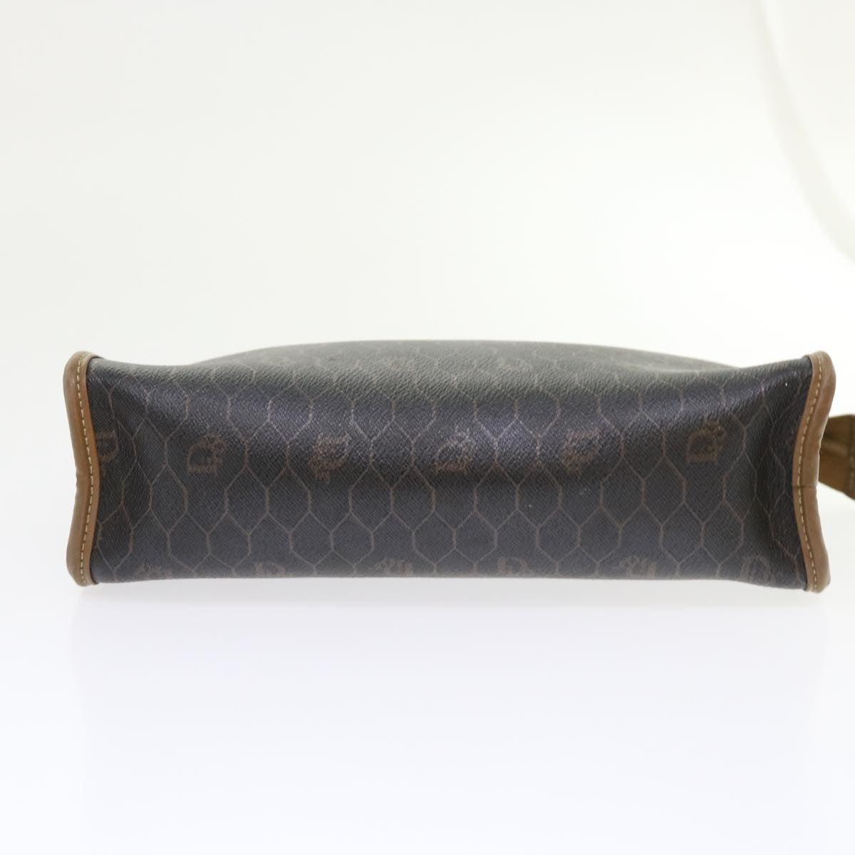 Christian Dior Honeycomb Canvas Clutch Bag PVC Leather Black Auth cl662