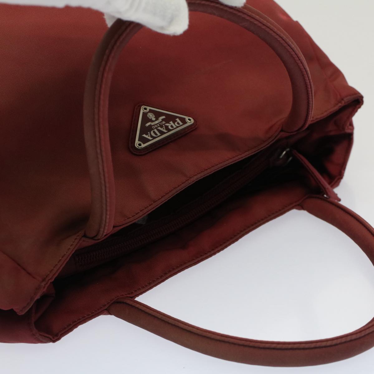 PRADA Hand Bag Nylon Red Auth cl678