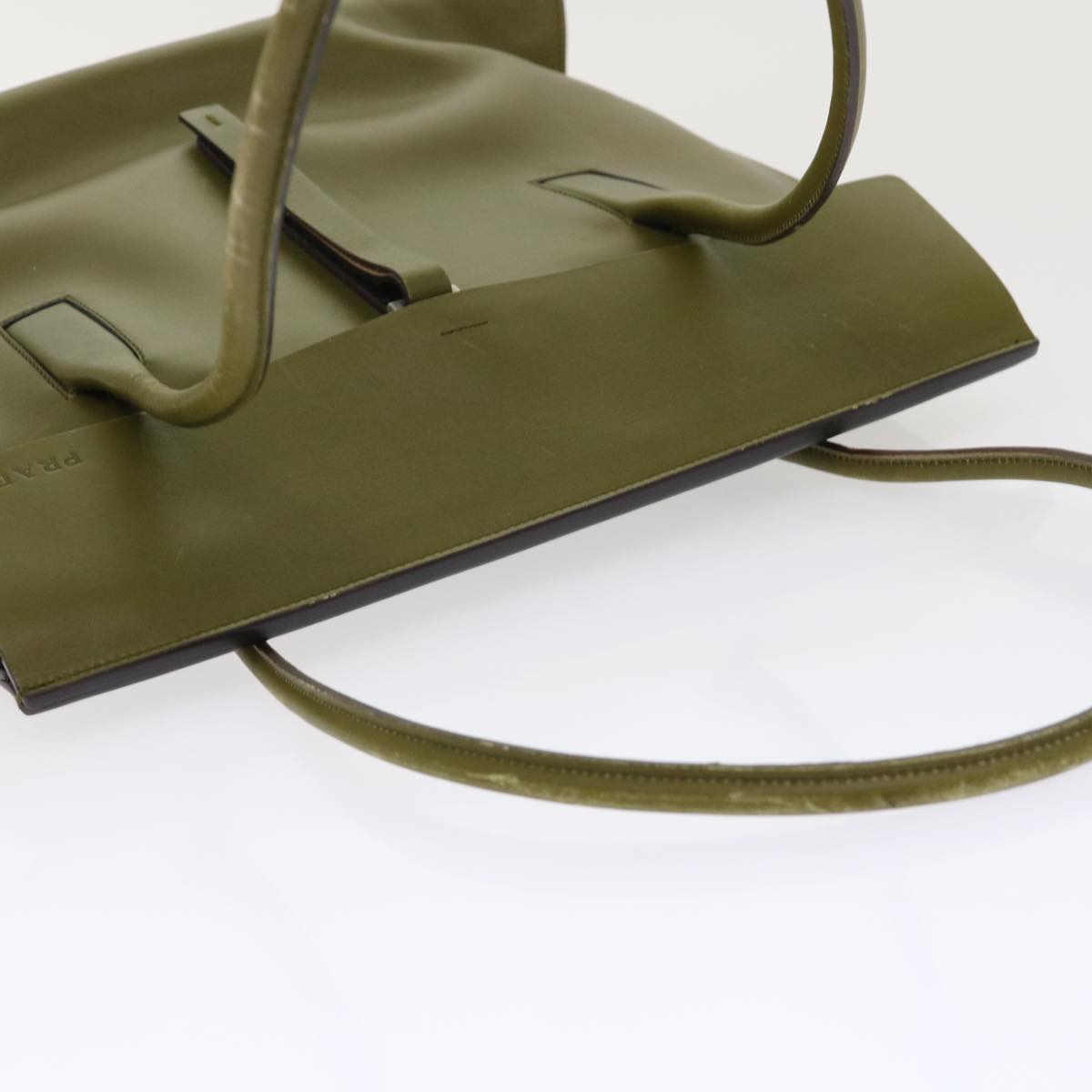 PRADA Shoulder Bag Leather Khaki Auth cl683