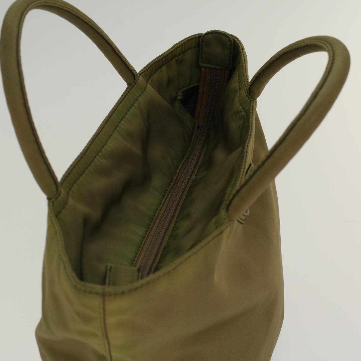 PRADA Hand Bag Nylon Khaki Auth cl685