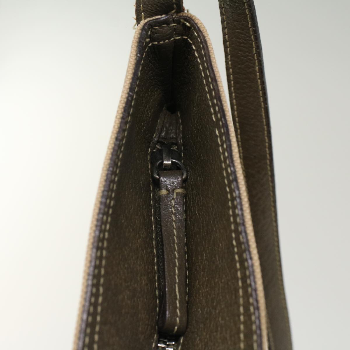 PRADA Shoulder Bag Canvas Leather Beige Auth cl696