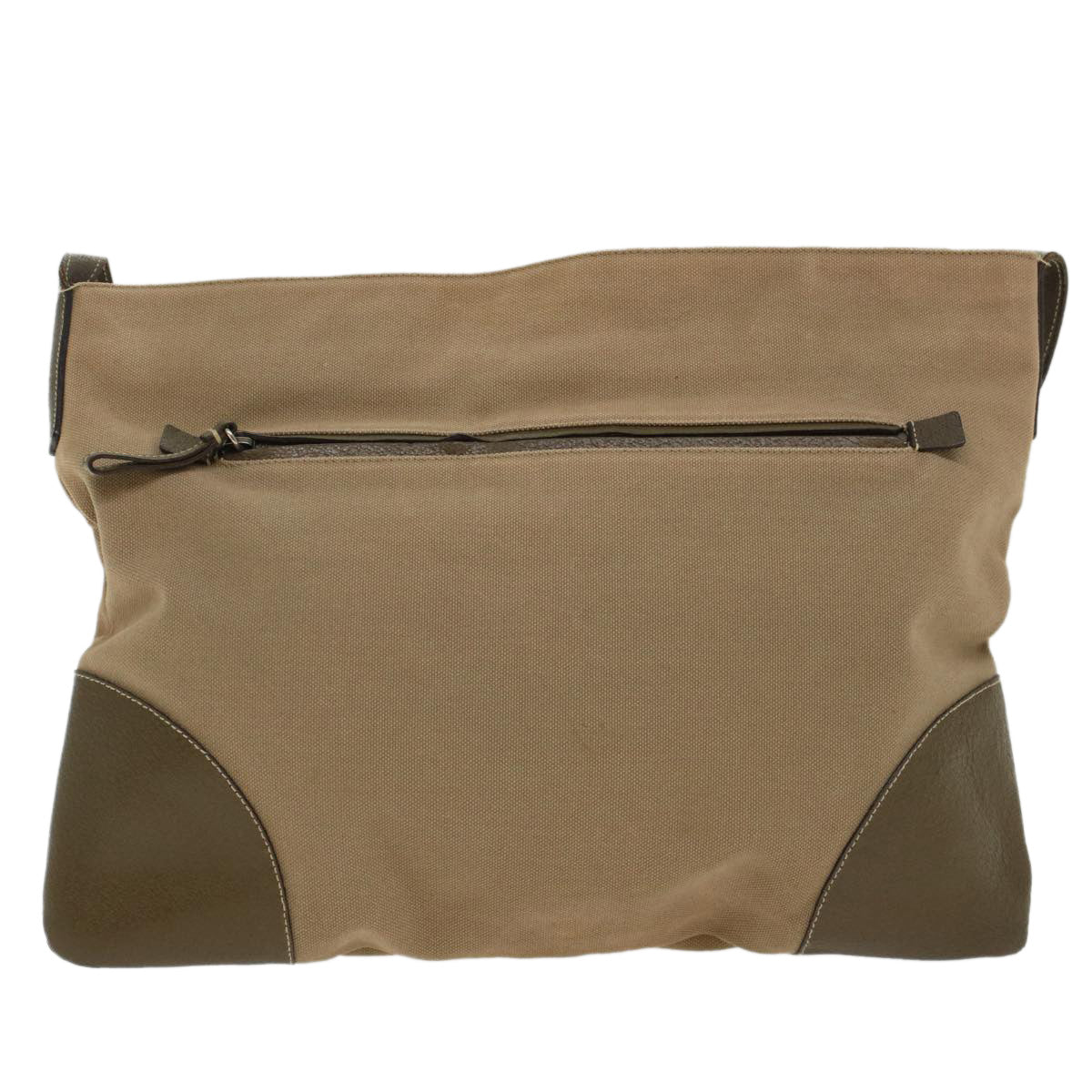 PRADA Shoulder Bag Canvas Leather Beige Auth cl696 - 0