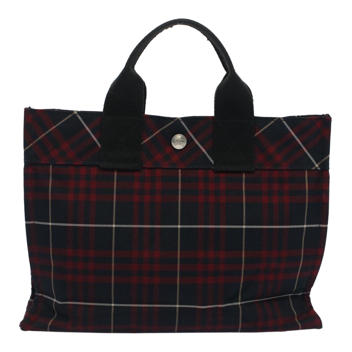 BURBERRY Nova Check Blue Label Hand Bag Nylon Red Auth cl697