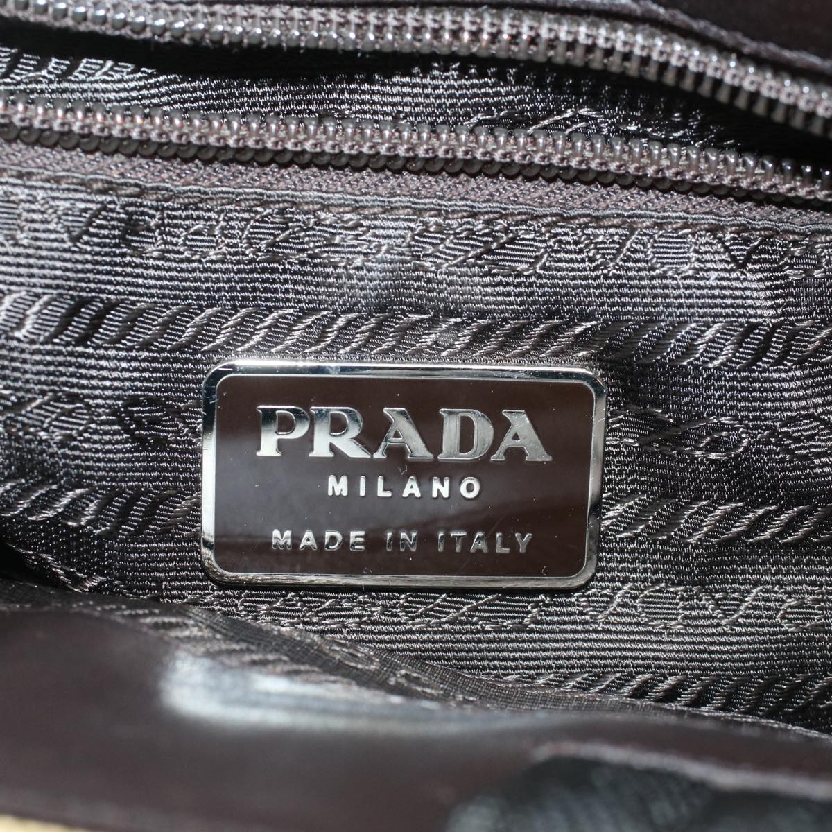 PRADA Hand Bag Canvas Beige Auth cl705