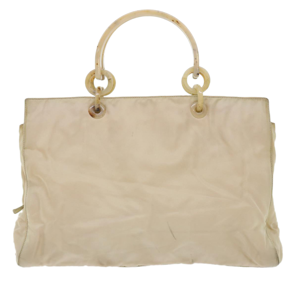 PRADA Hand Bag Nylon Beige Auth cl707