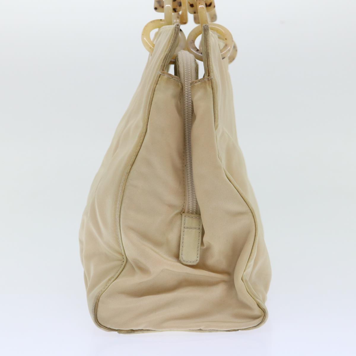 PRADA Hand Bag Nylon Beige Auth cl707
