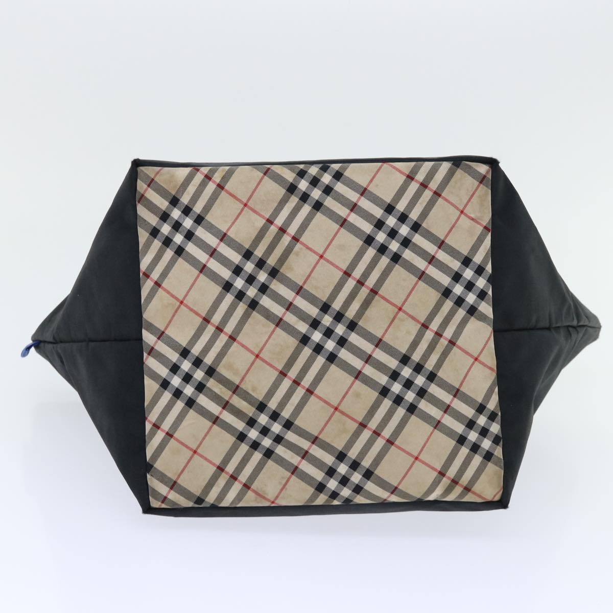 BURBERRY Nova Check Blue Label Hand Bag Nylon Beige Black Auth cl709