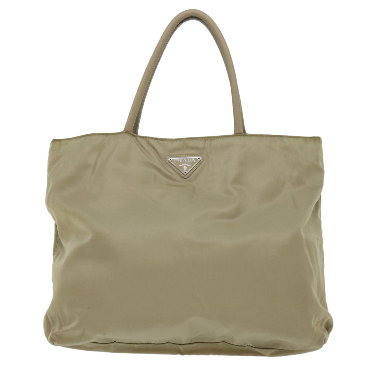 PRADA Hand Bag Nylon Beige Auth cl712 - 0