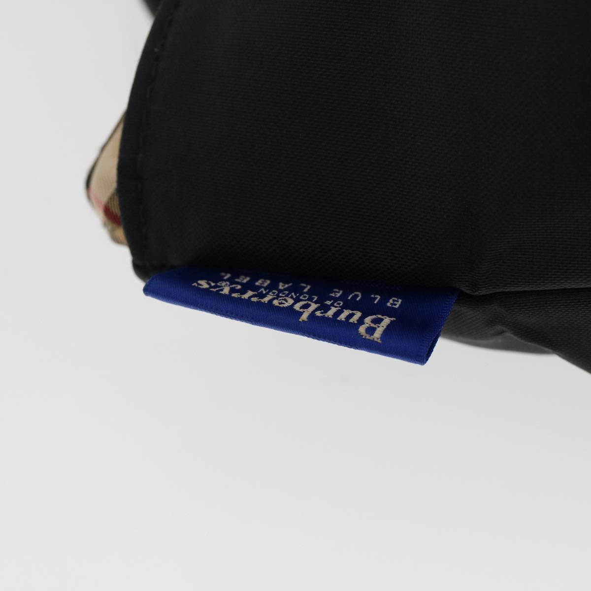 Burberrys Nova Check Blue Label Mini Hand Bag Nylon Black Auth cl732