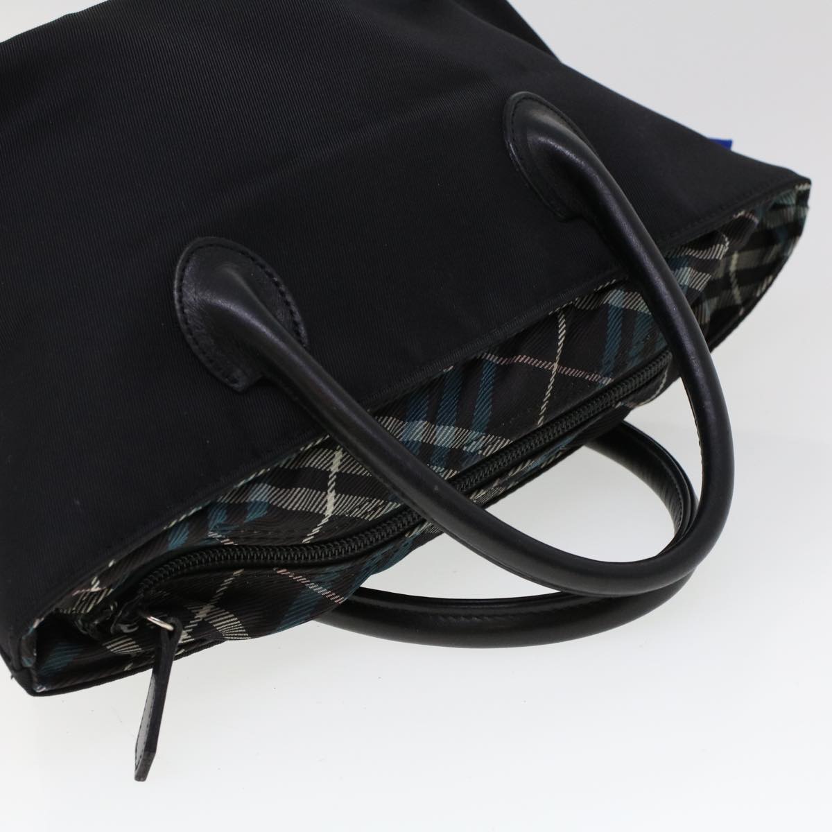 BURBERRY Nova Check Blue Label Hand Bag Nylon Black Auth cl733