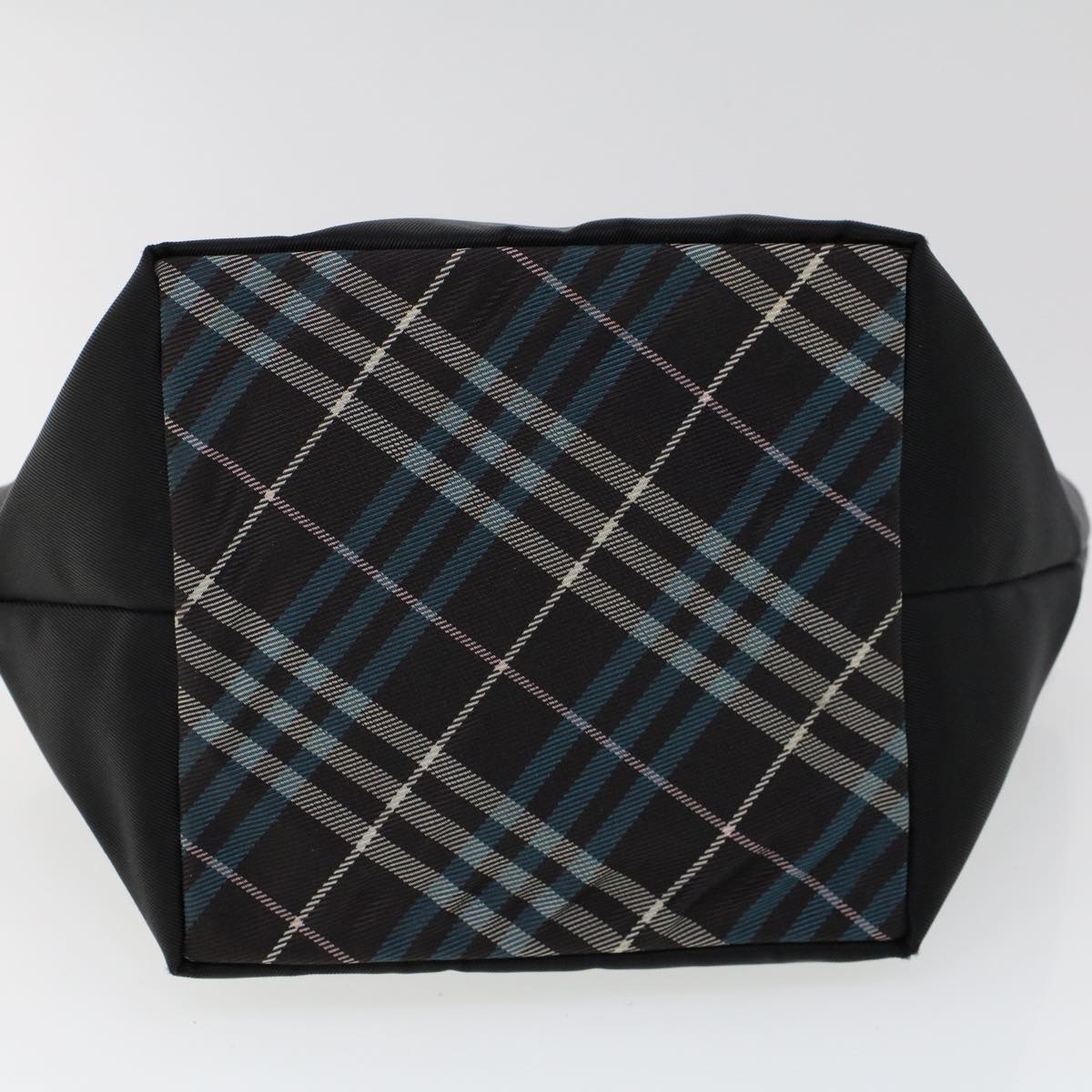 BURBERRY Nova Check Blue Label Hand Bag Nylon Black Auth cl733