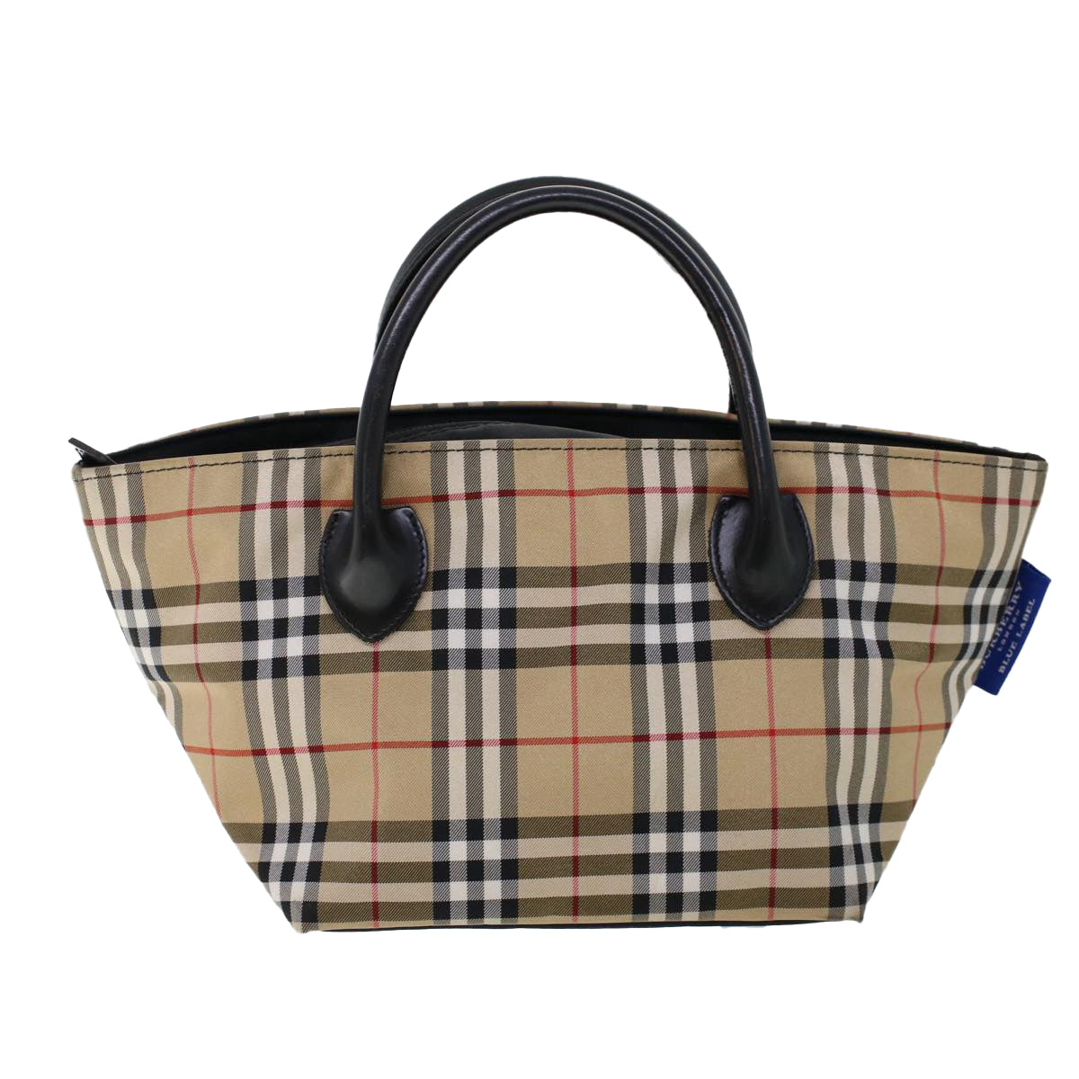 BURBERRY Nova Check Blue Label Hand Bag Nylon Beige Auth cl734