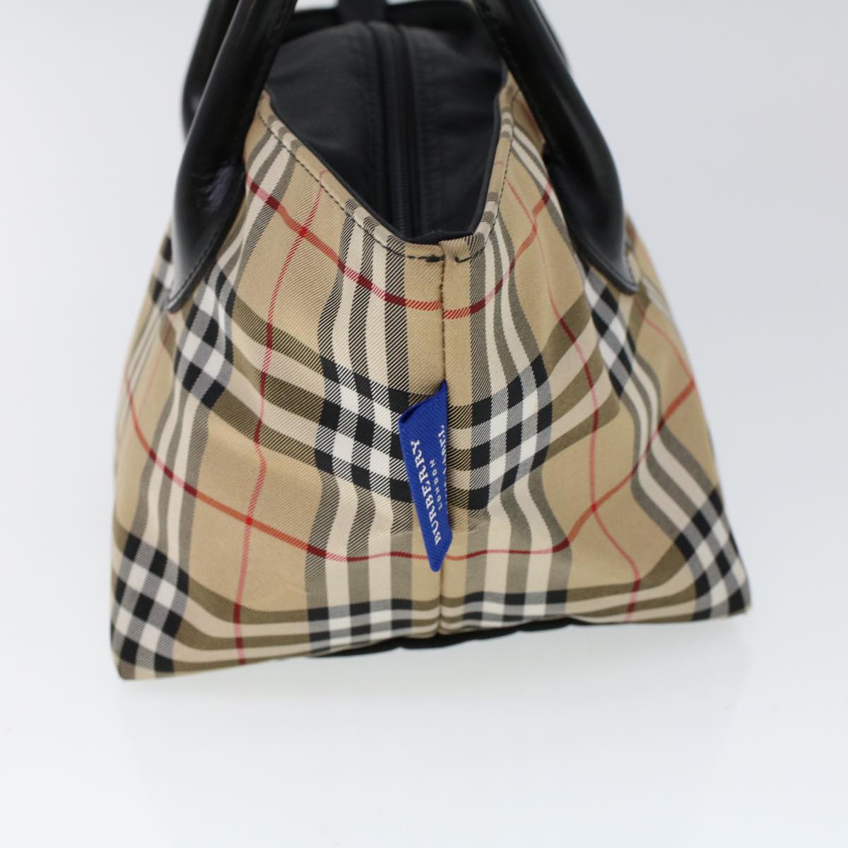 BURBERRY Nova Check Blue Label Hand Bag Nylon Beige Auth cl734