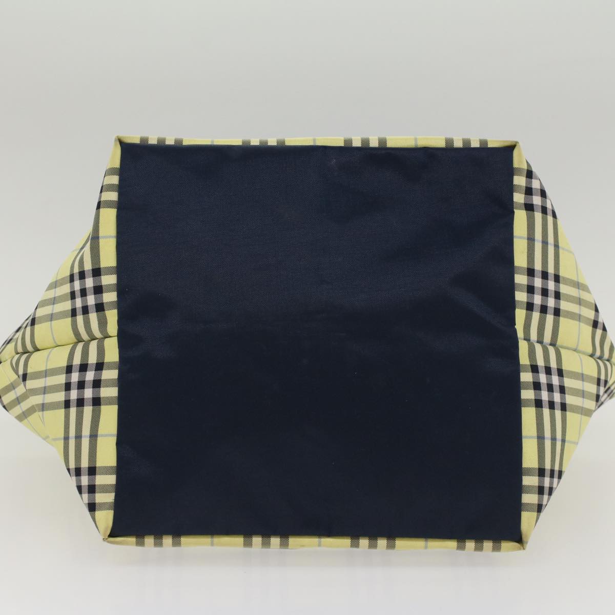 Burberrys Nova Check Blue Label Tote Bag Nylon Yellow Auth cl735