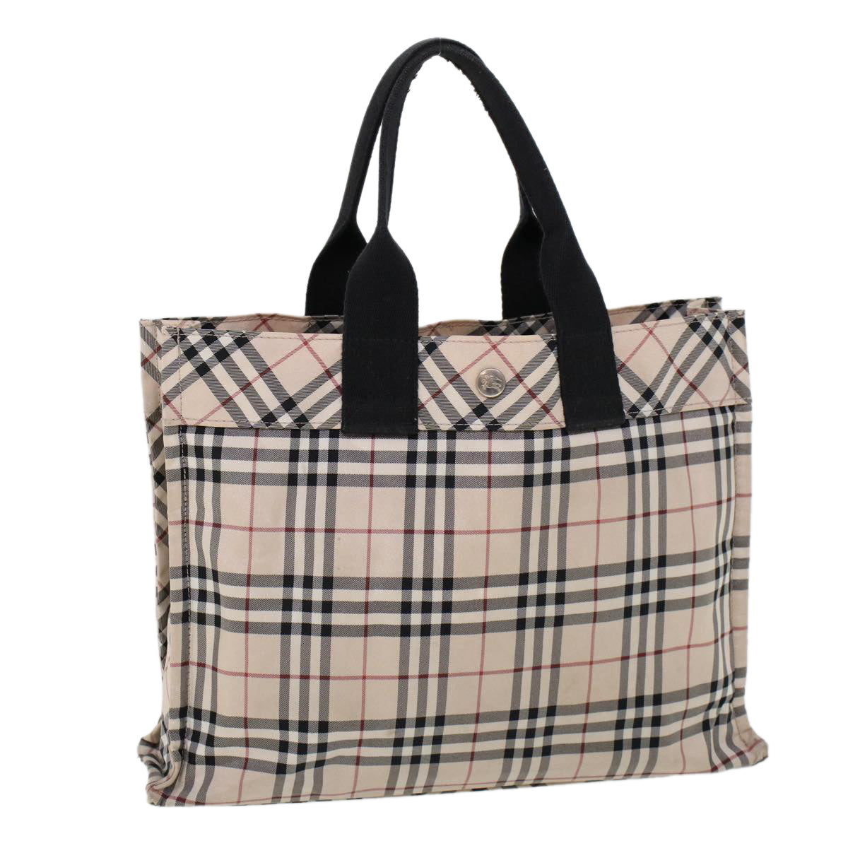 BURBERRY Nova Check Blue Label Tote Bag Nylon Beige Auth cl736