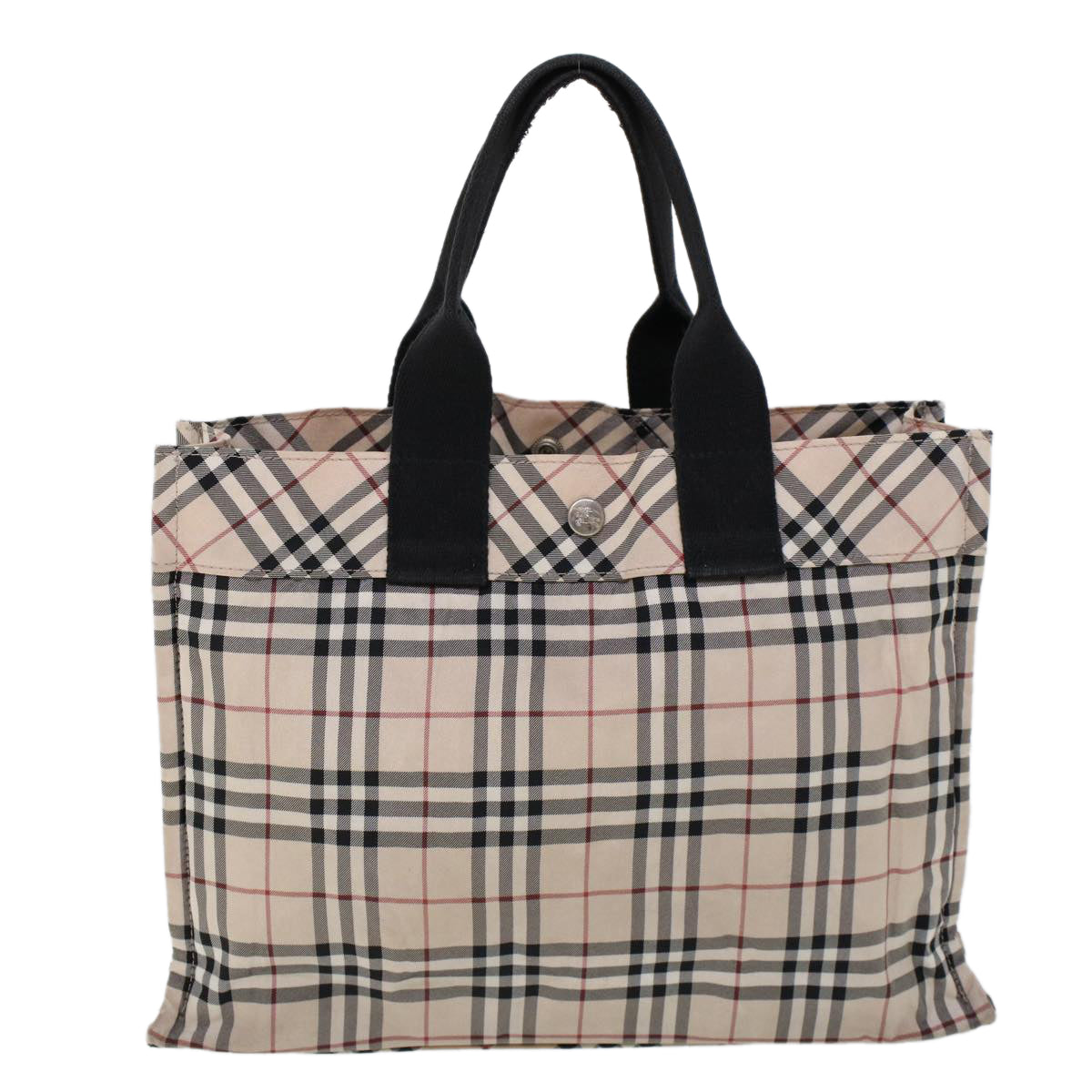 BURBERRY Nova Check Blue Label Tote Bag Nylon Beige Auth cl736 - 0