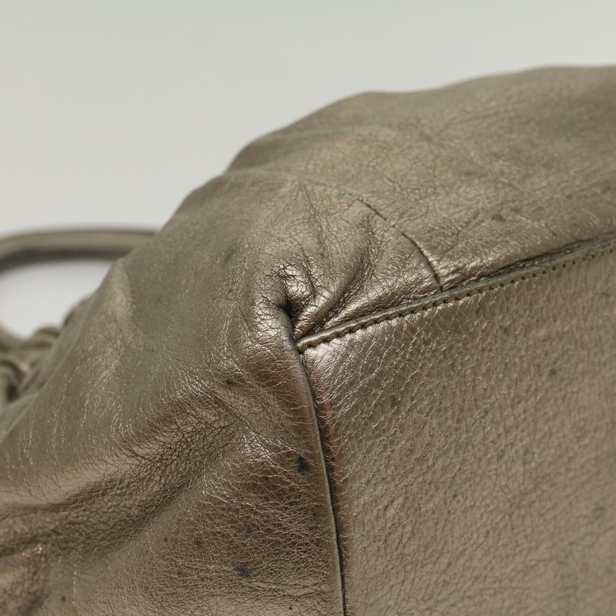 Salvatore Ferragamo Shoulder Bag Leather Silver Auth cl737