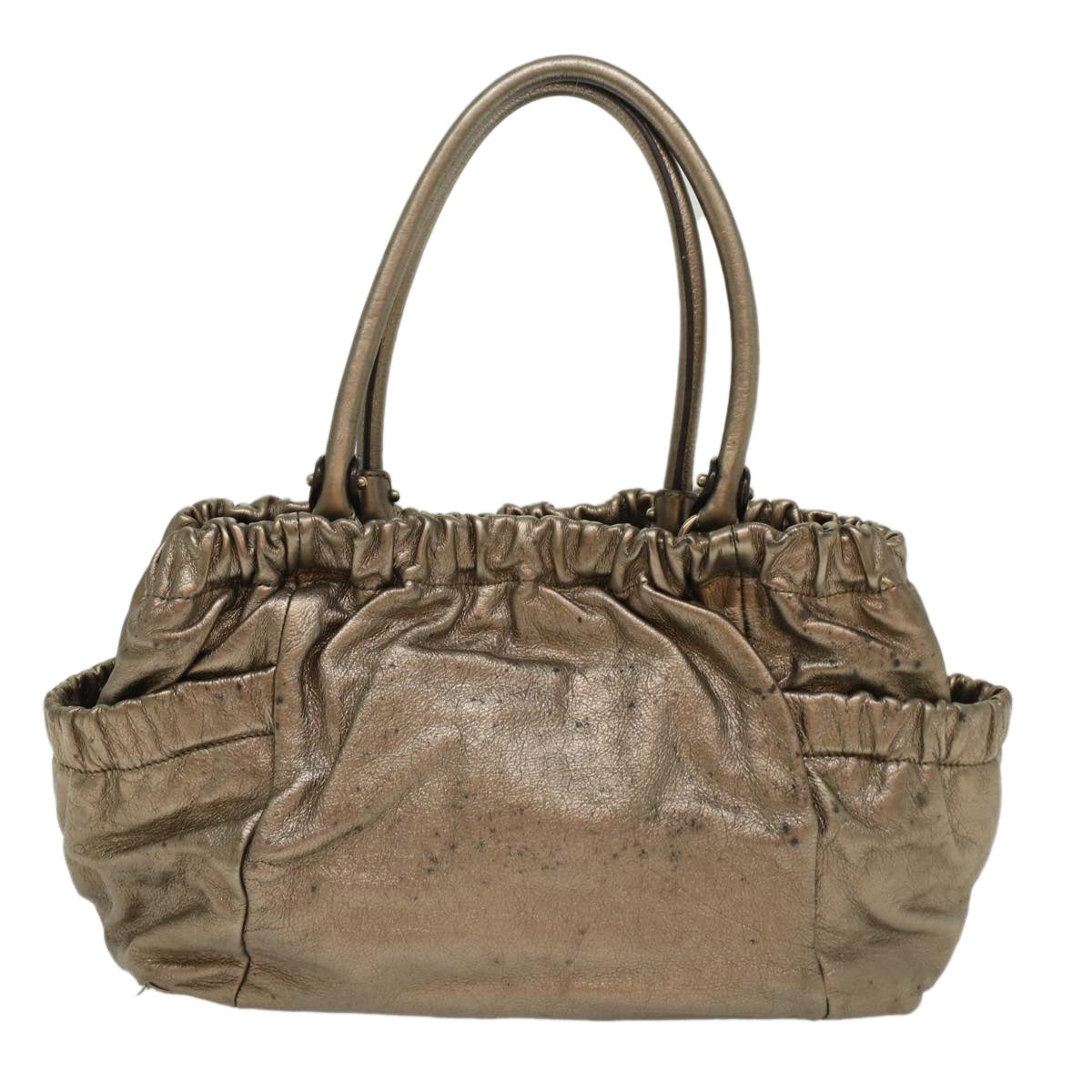 Salvatore Ferragamo Shoulder Bag Leather Silver Auth cl737 - 0