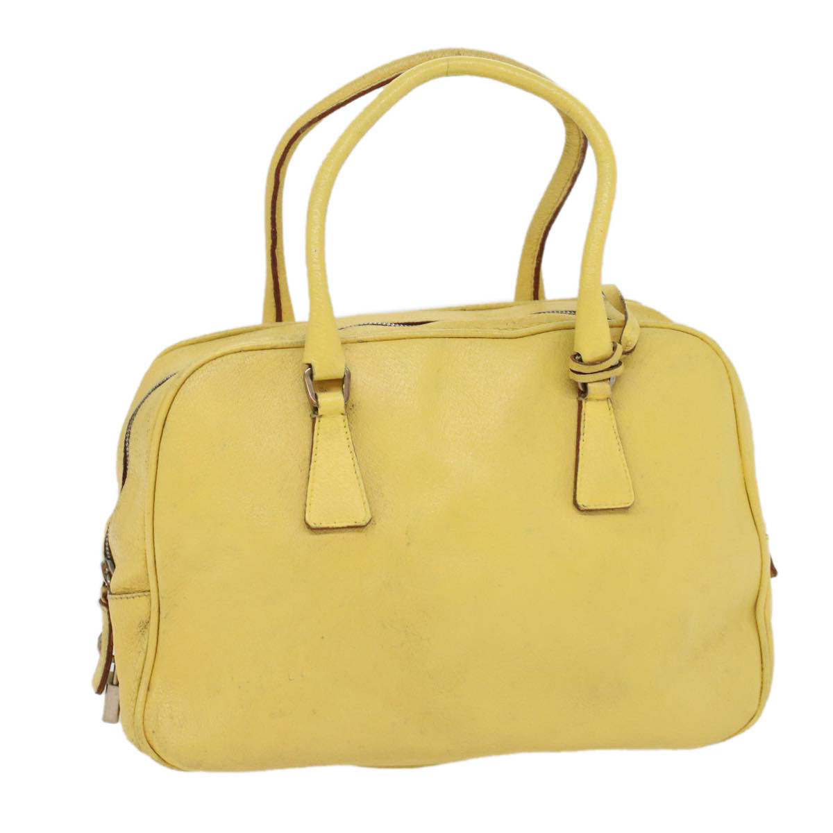 PRADA Hand Bag Leather Yellow Auth cl744