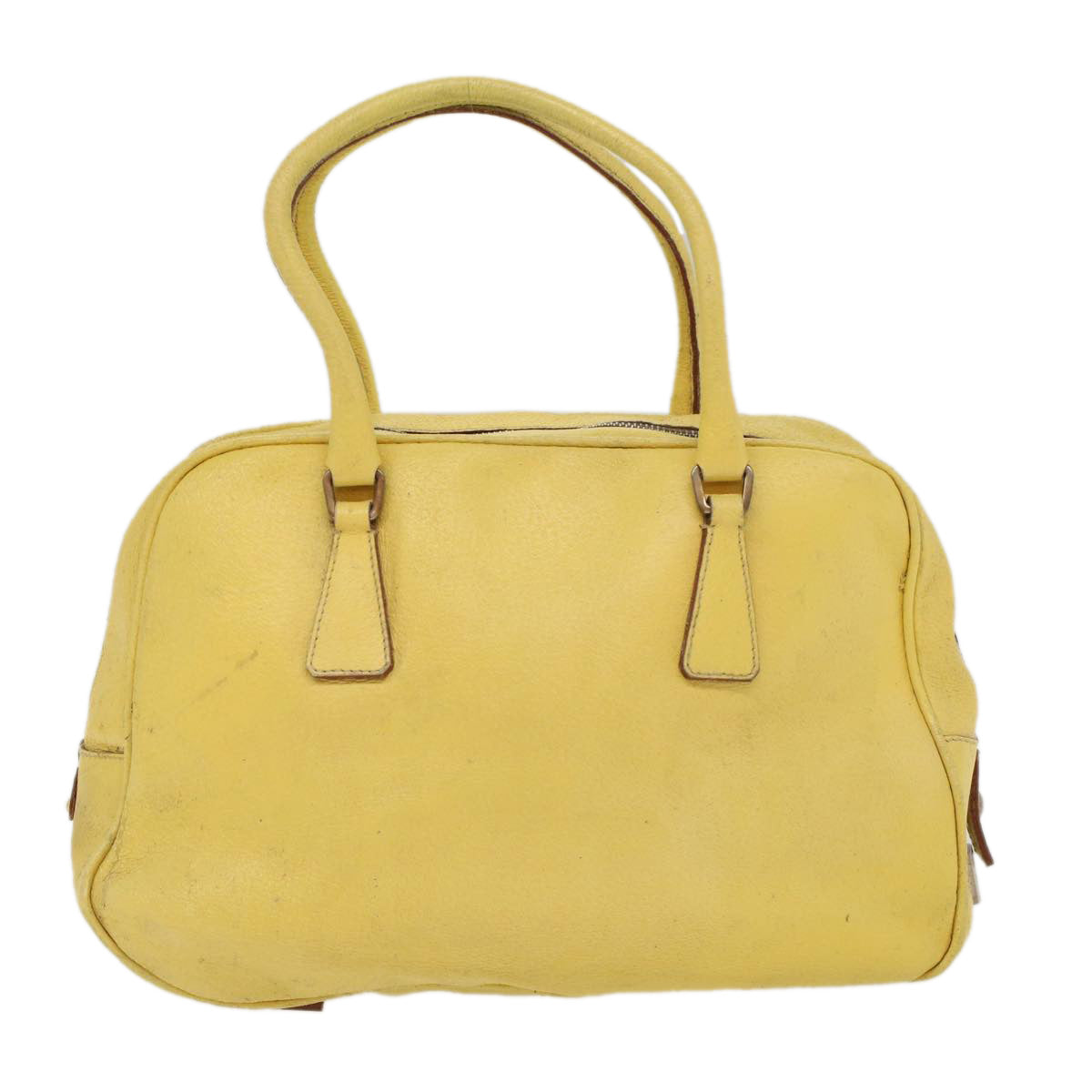 PRADA Hand Bag Leather Yellow Auth cl744 - 0