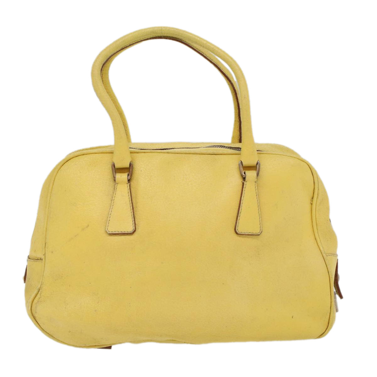 PRADA Hand Bag Leather Yellow Auth cl744