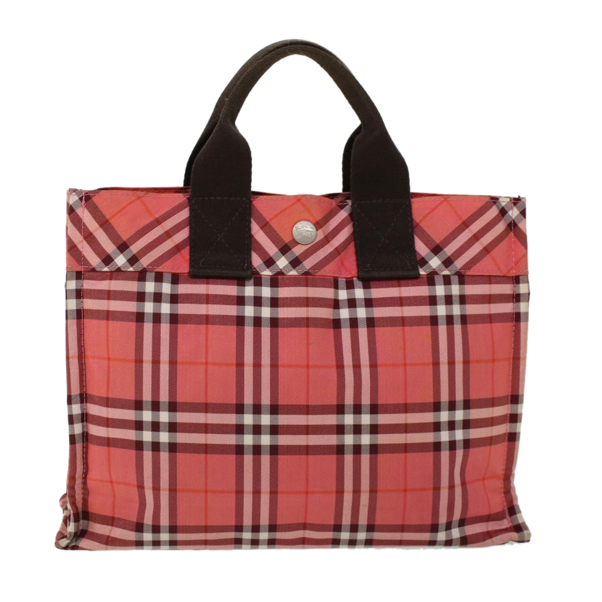 BURBERRY Nova Check Blue Label Hand Bag Nylon Red Auth cl747