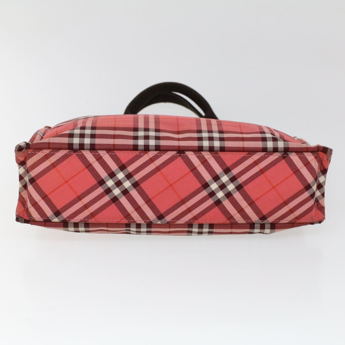 BURBERRY Nova Check Blue Label Hand Bag Nylon Red Auth cl747