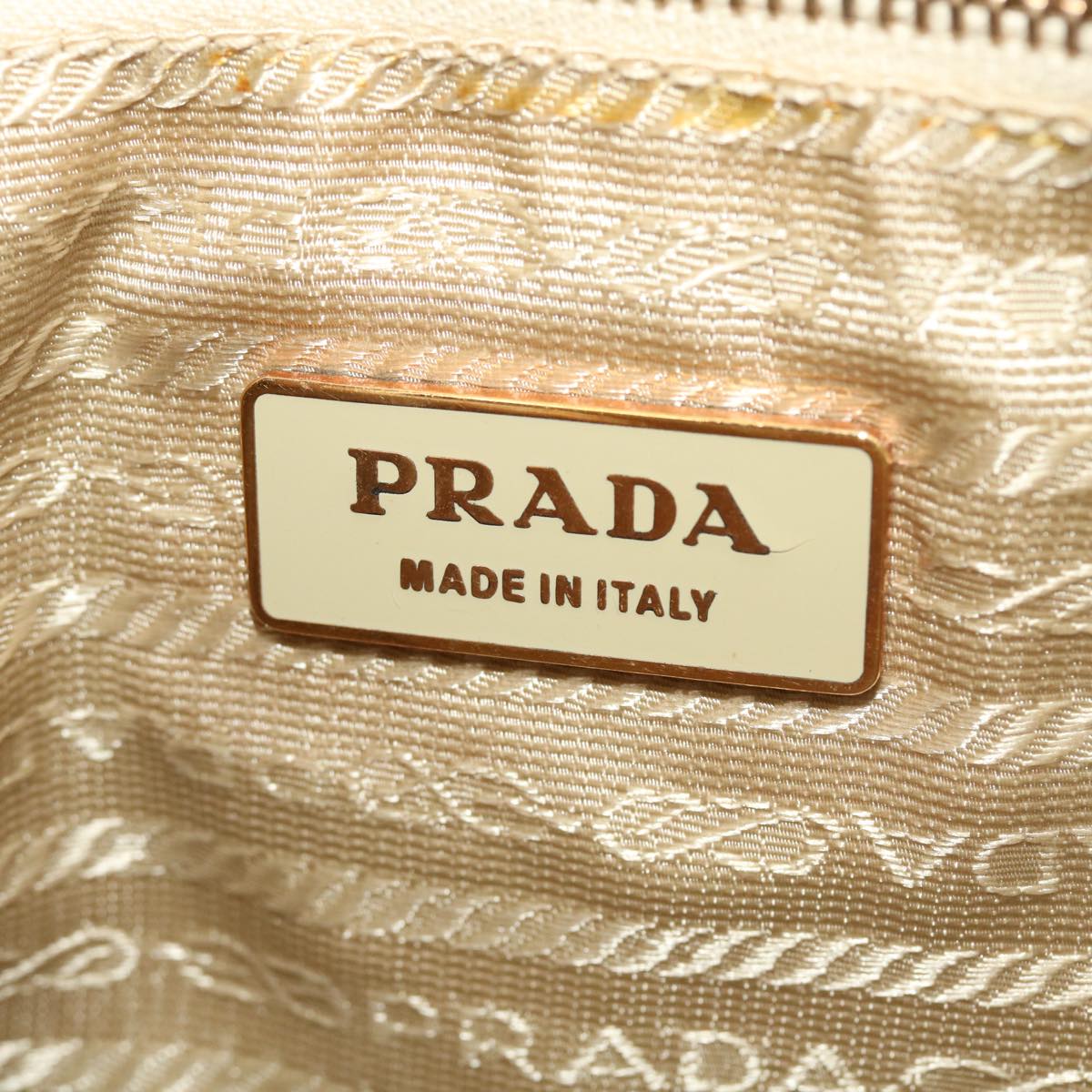 PRADA Hand Bag Leather Beige Auth cl750