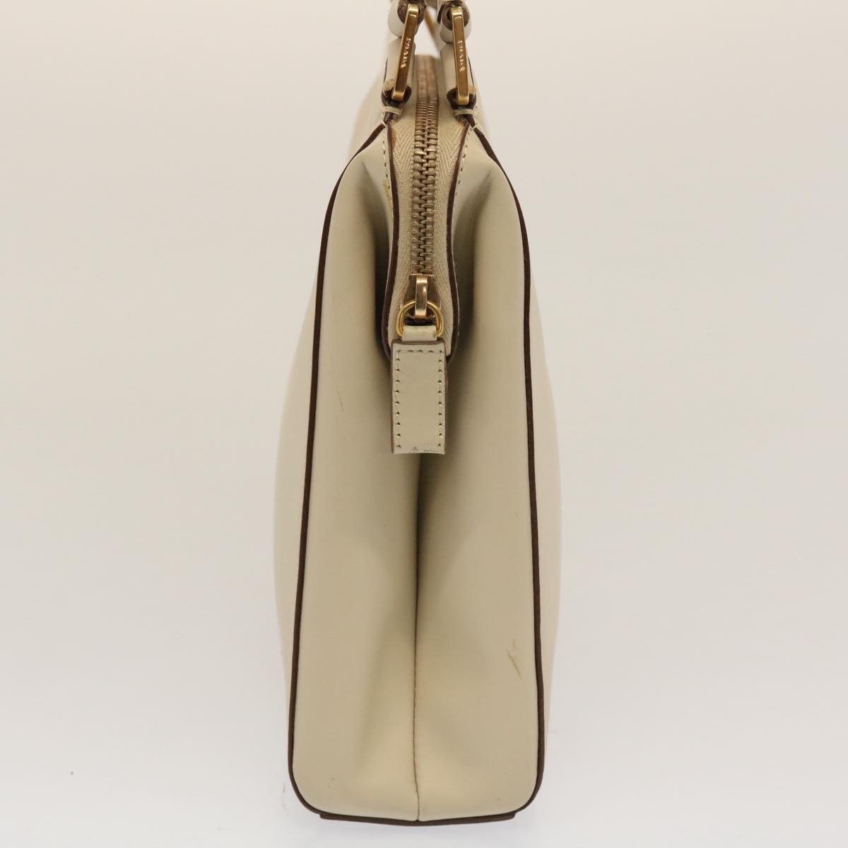 PRADA Hand Bag Leather Beige Auth cl750