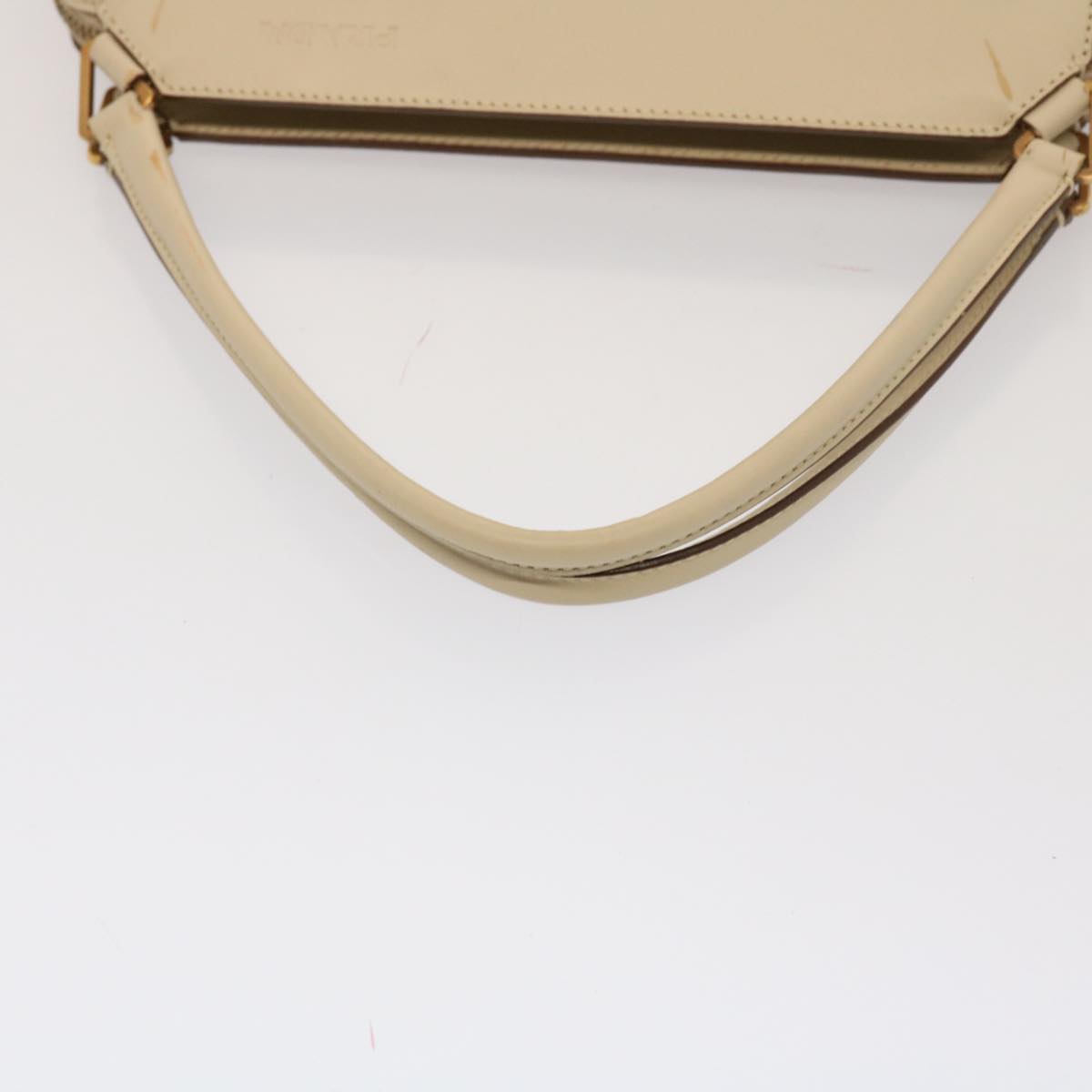 PRADA Hand Bag Leather Beige Auth cl750