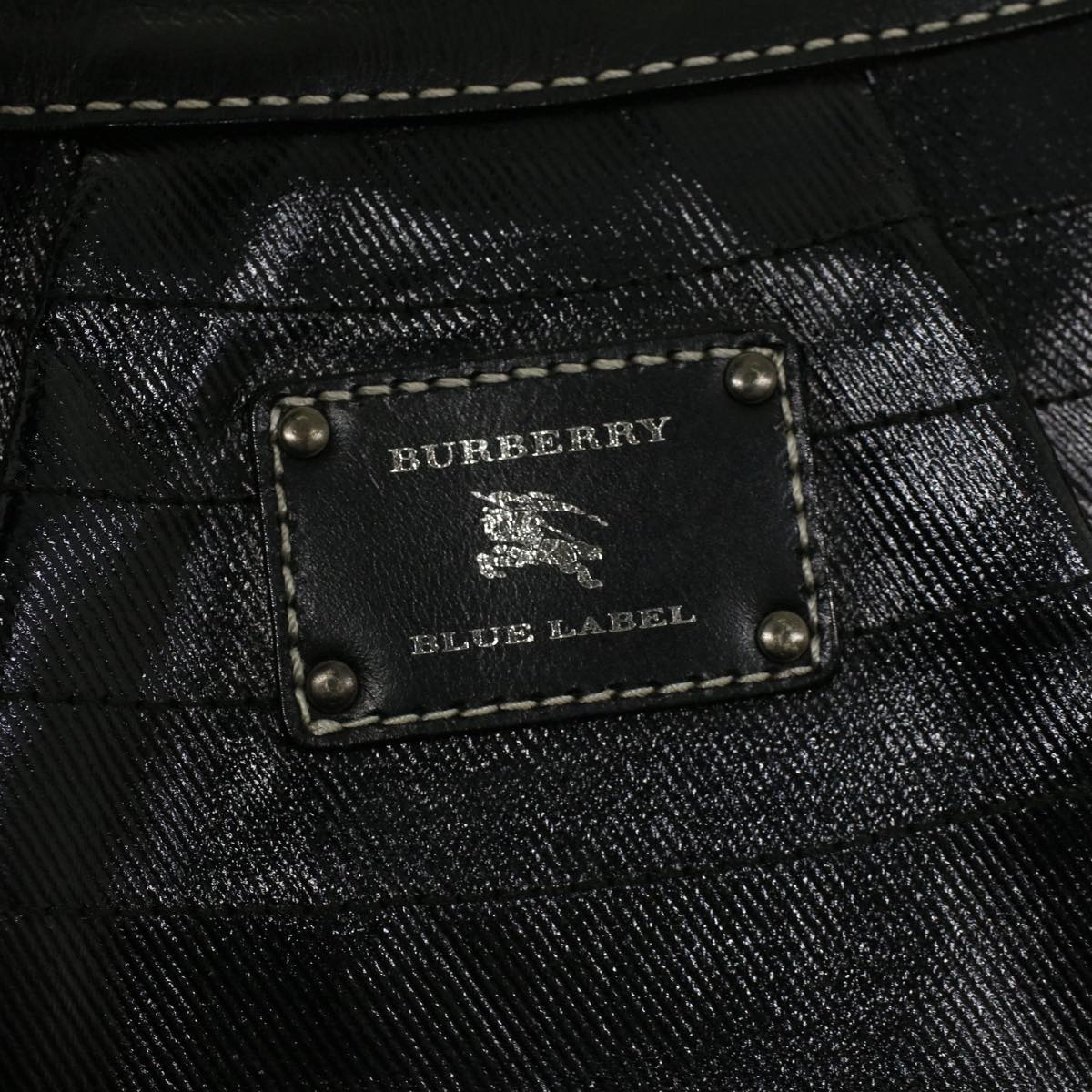 BURBERRY Blue Label Shoulder Bag Coated Canvas Black Auth cl755