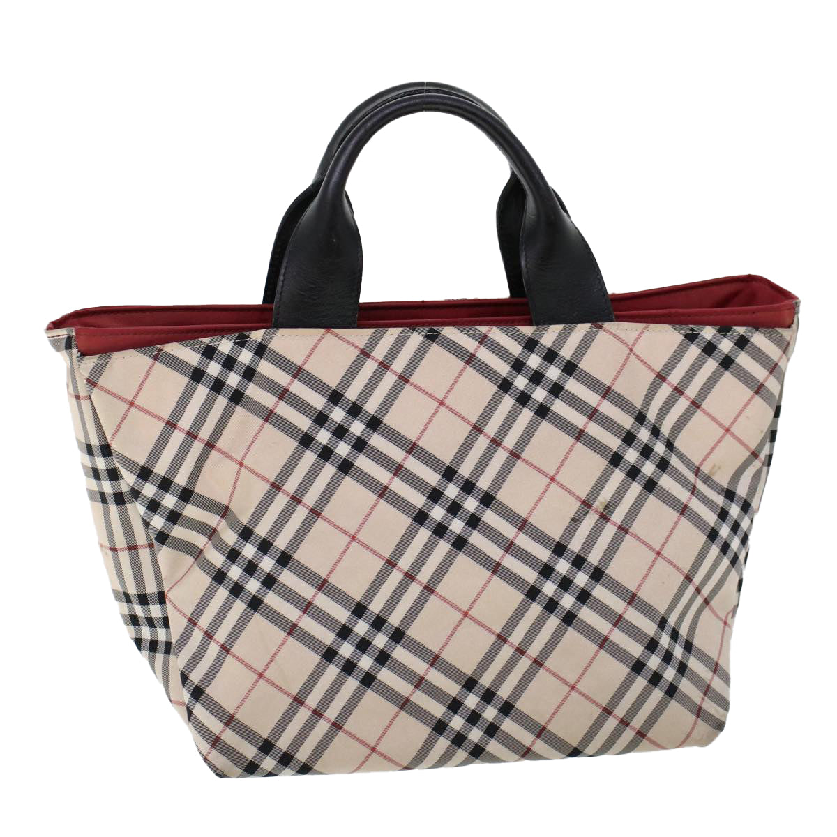 BURBERRY Nova Check Blue Label Tote Bag Nylon Beige Auth cl756