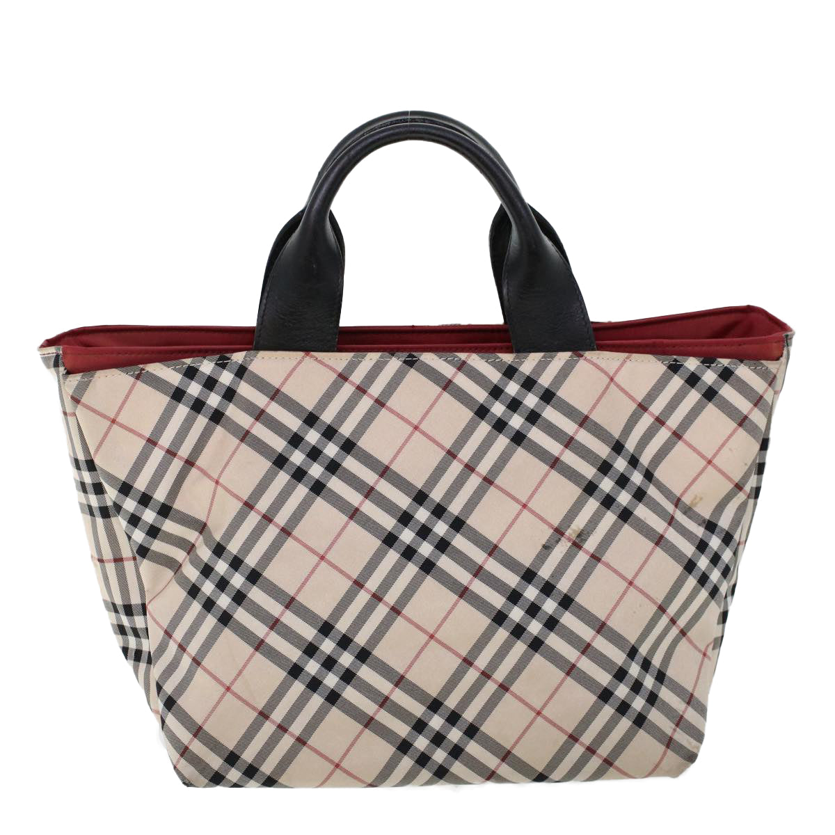 BURBERRY Nova Check Blue Label Tote Bag Nylon Beige Auth cl756