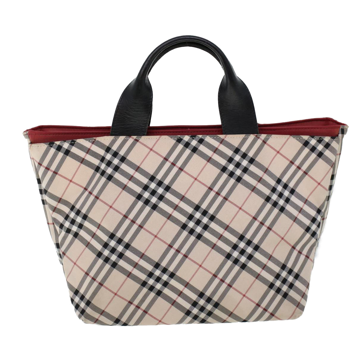 BURBERRY Nova Check Blue Label Tote Bag Nylon Beige Auth cl756 - 0