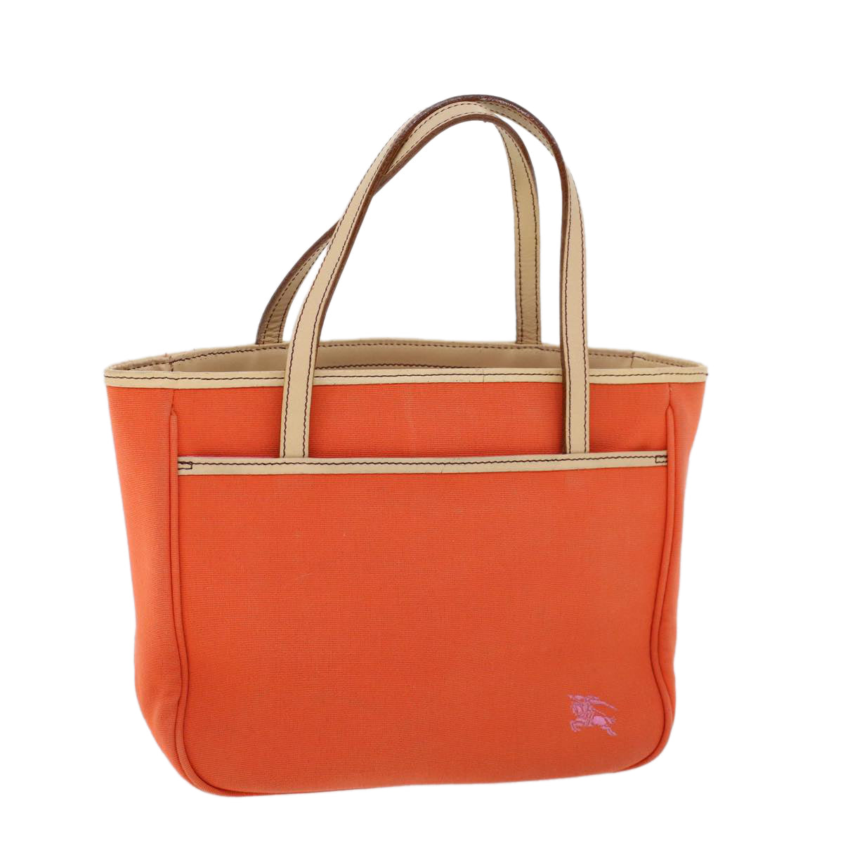 BURBERRY Hand Bag Canvas Orange Auth cl763