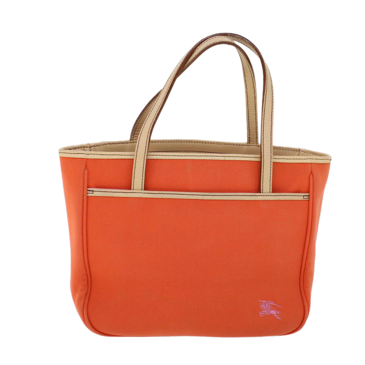 BURBERRY Hand Bag Canvas Orange Auth cl763