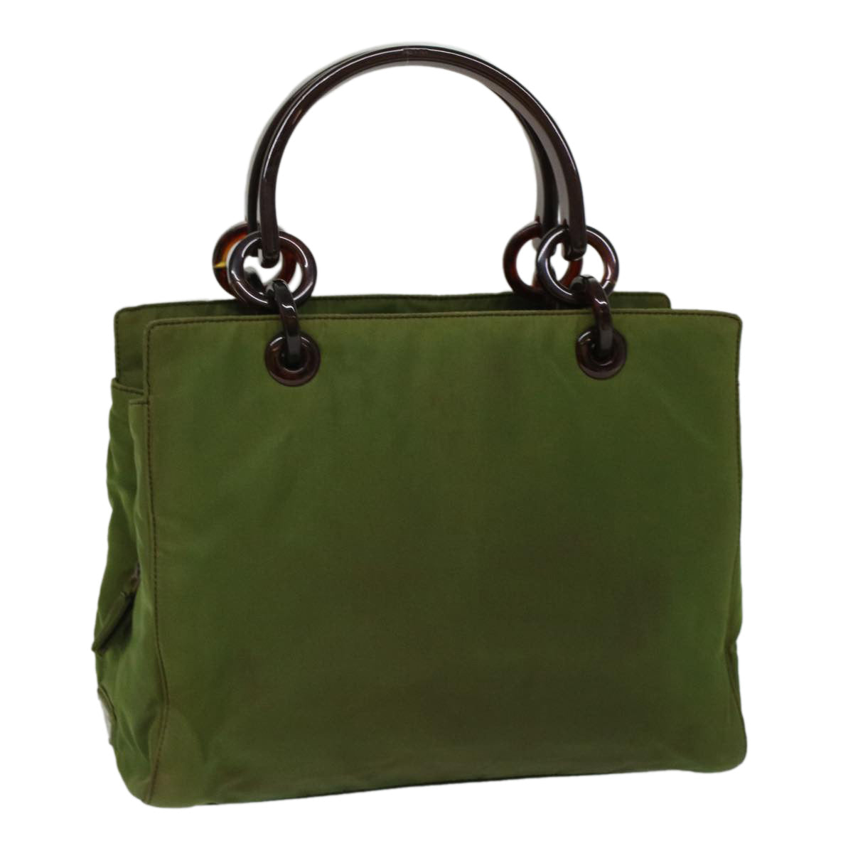 PRADA Hand Bag Nylon Green Auth cl765