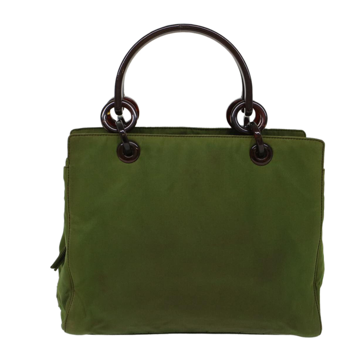 PRADA Hand Bag Nylon Green Auth cl765