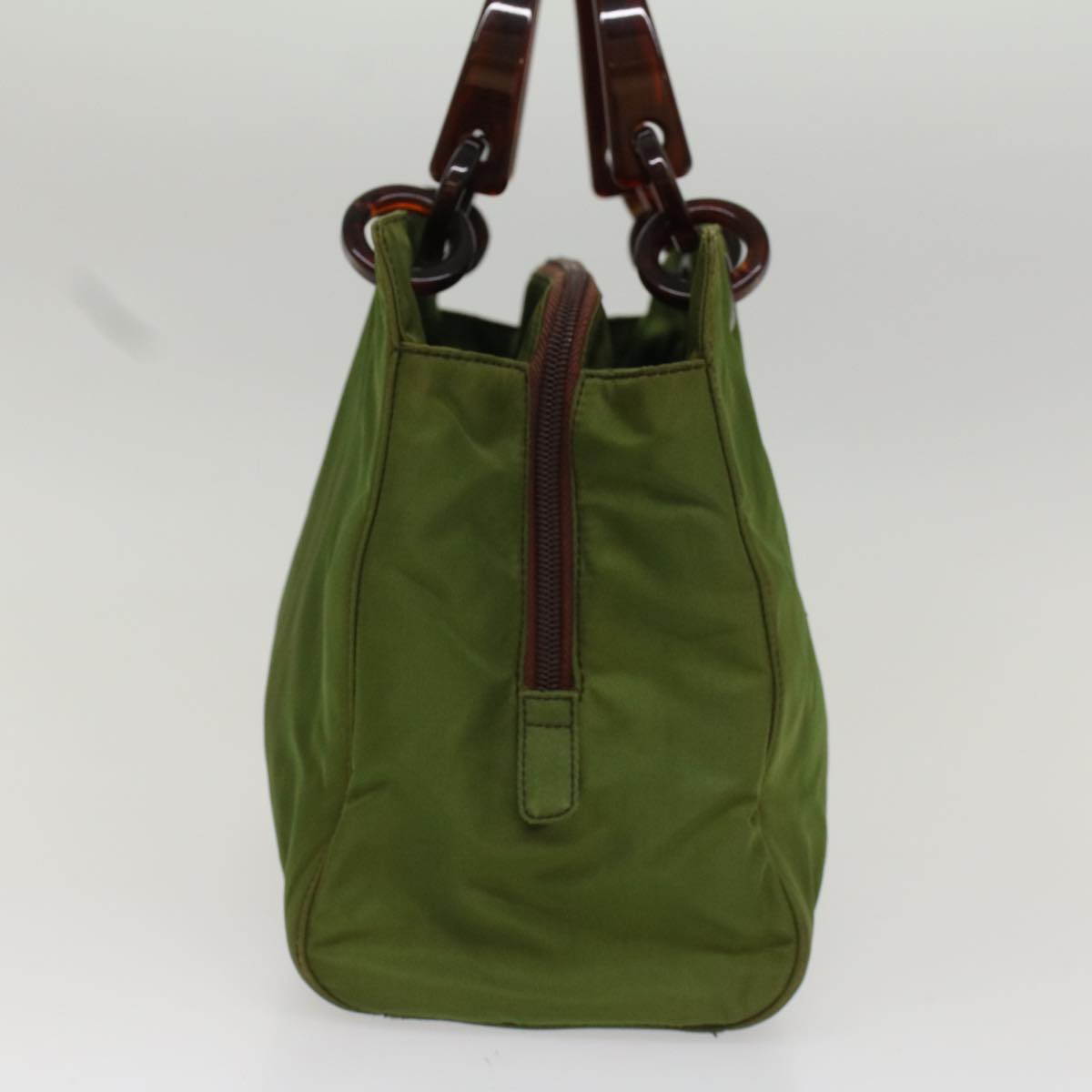 PRADA Hand Bag Nylon Green Auth cl765
