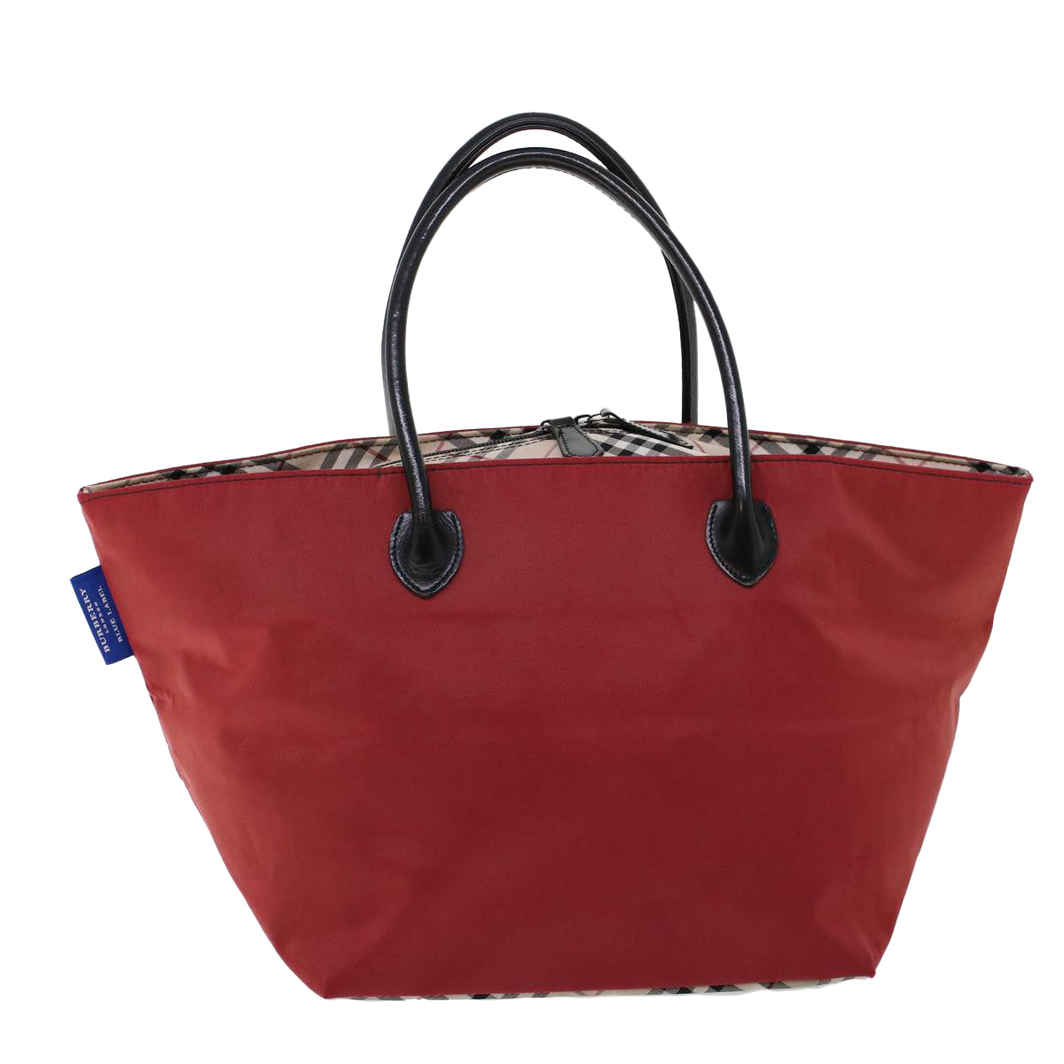 BURBERRY Blue Label Tote Bag Nylon Red Auth cl766