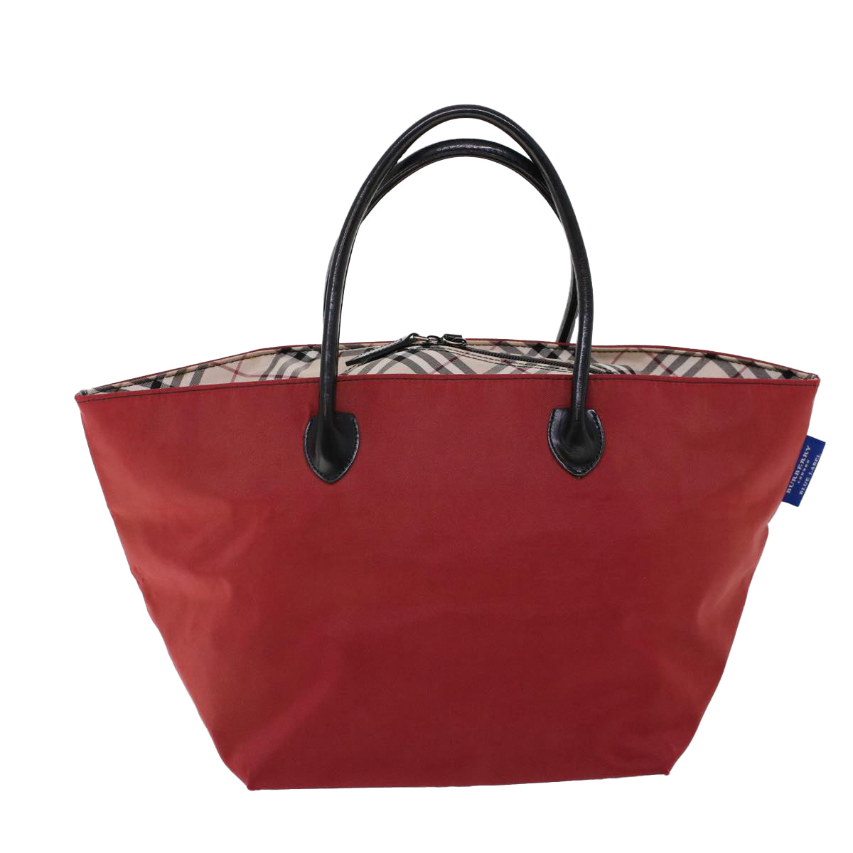 BURBERRY Blue Label Tote Bag Nylon Red Auth cl766