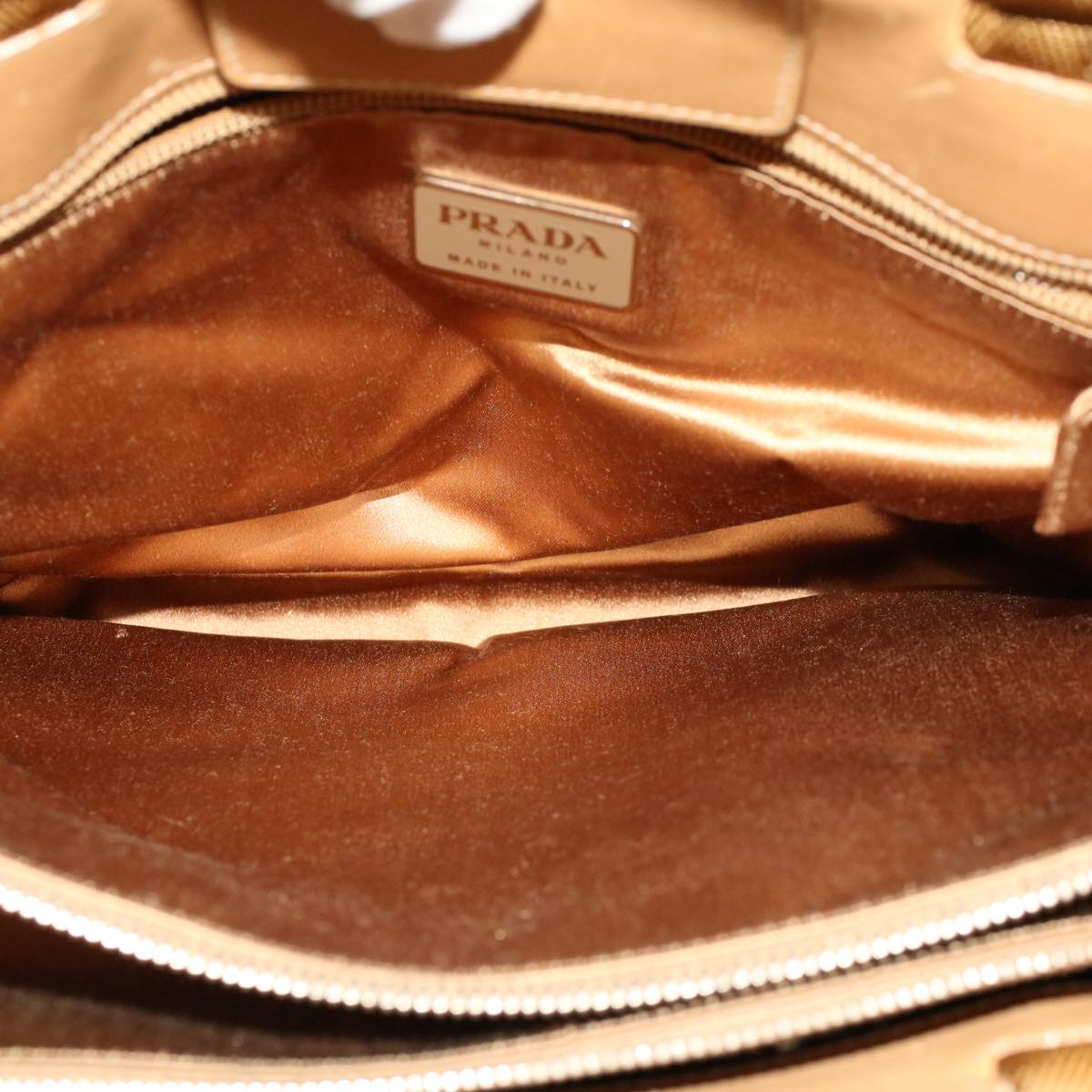 PRADA Hand Bag Leather Beige Auth cl775