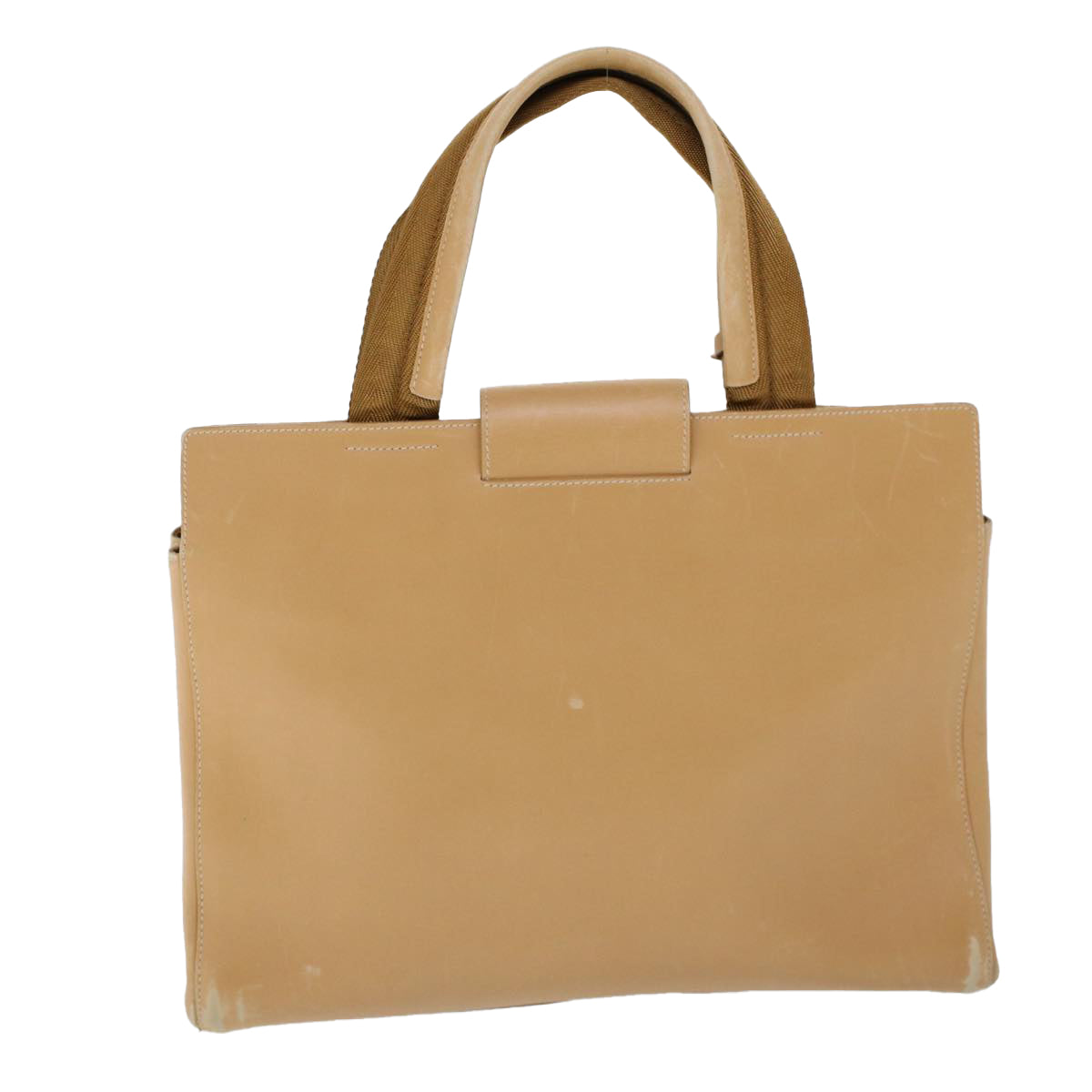 PRADA Hand Bag Leather Beige Auth cl775 - 0