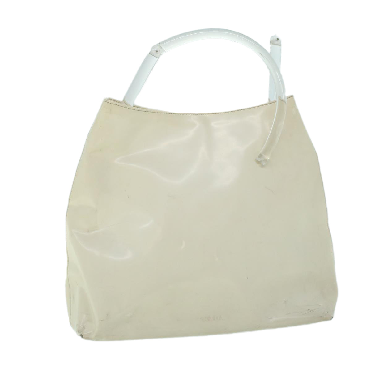 PRADA Hand Bag Leather White Auth cl785