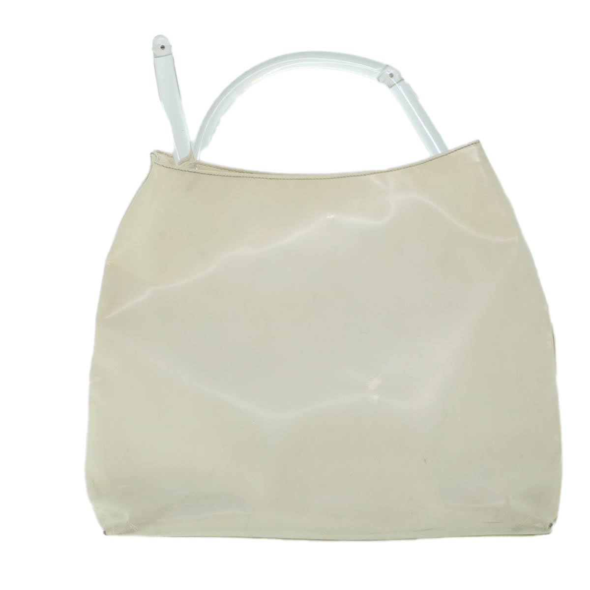 PRADA Hand Bag Leather White Auth cl785 - 0