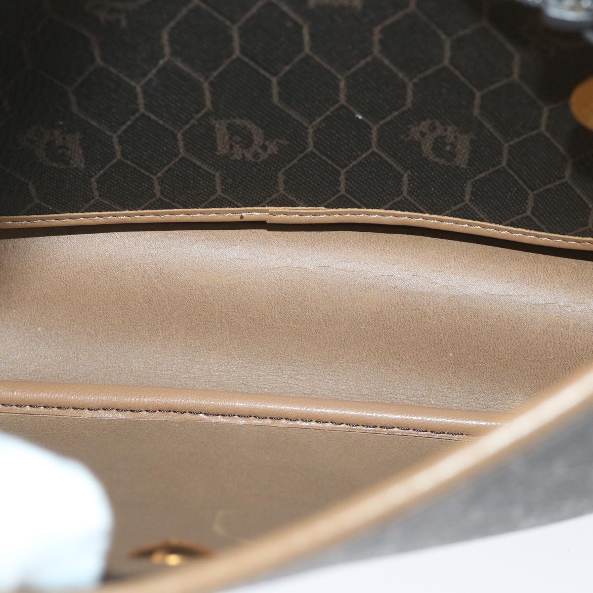 Christian Dior Honeycomb Canvas Shoulder Bag PVC Leather Black Auth cl795