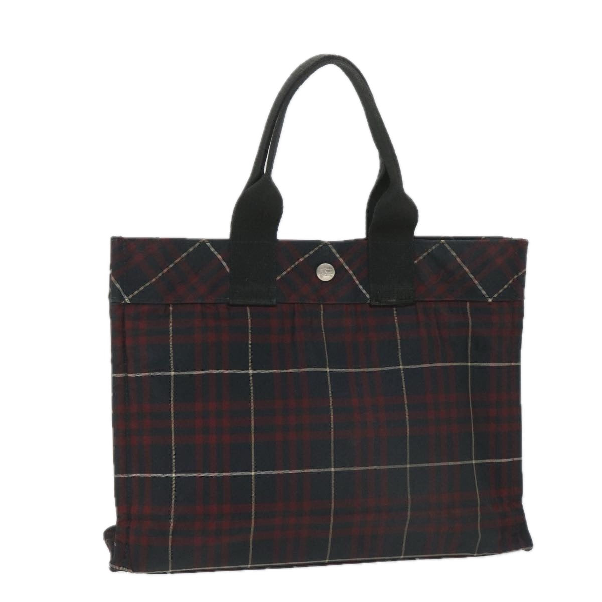 BURBERRY Nova Check Blue Label Tote Bag Nylon Red Black Auth cl809