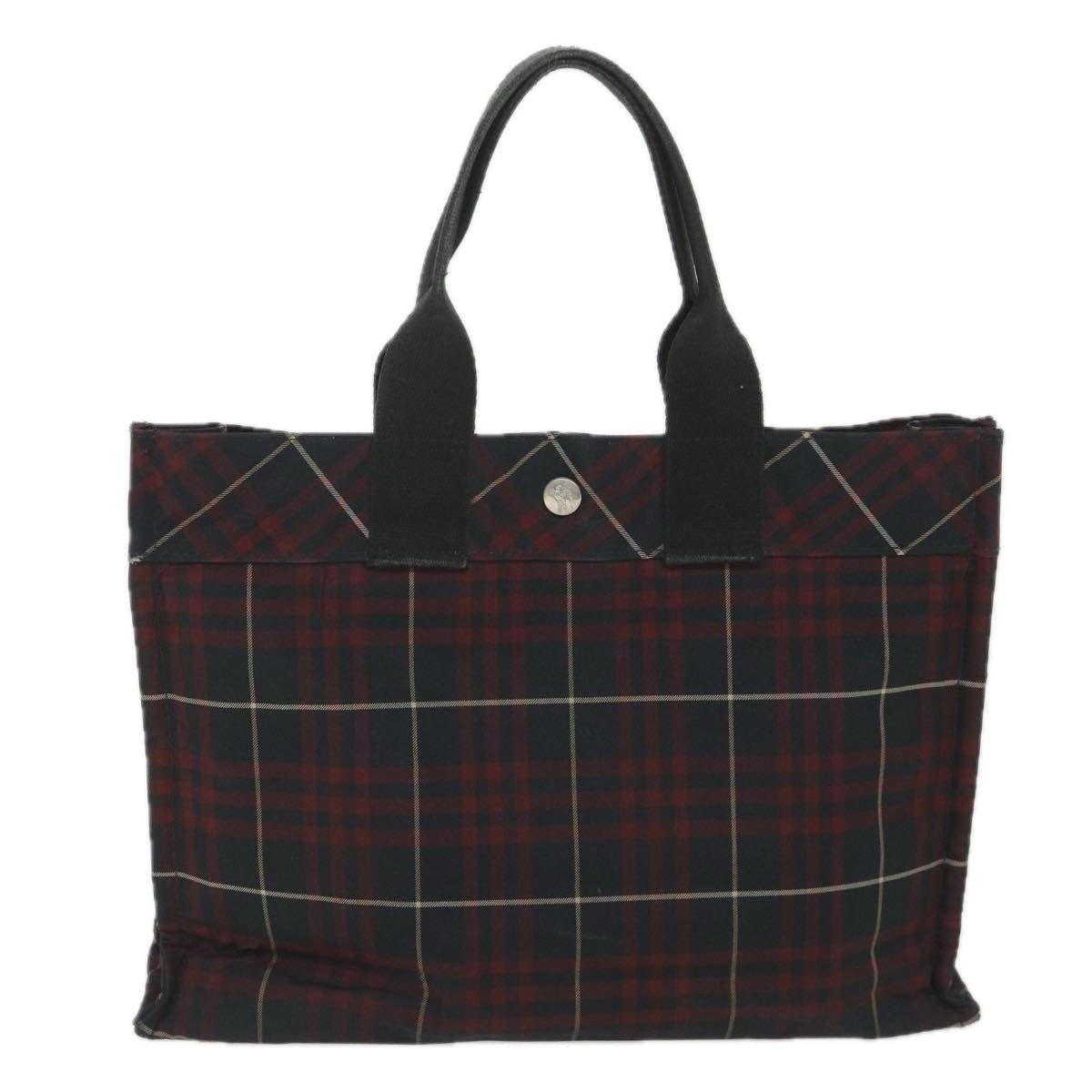 BURBERRY Nova Check Blue Label Tote Bag Nylon Red Black Auth cl809