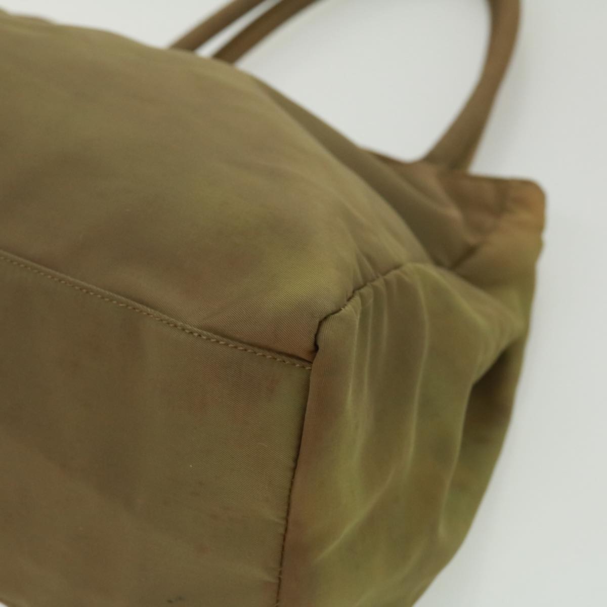 PRADA Hand Bag Nylon Khaki Auth cr603